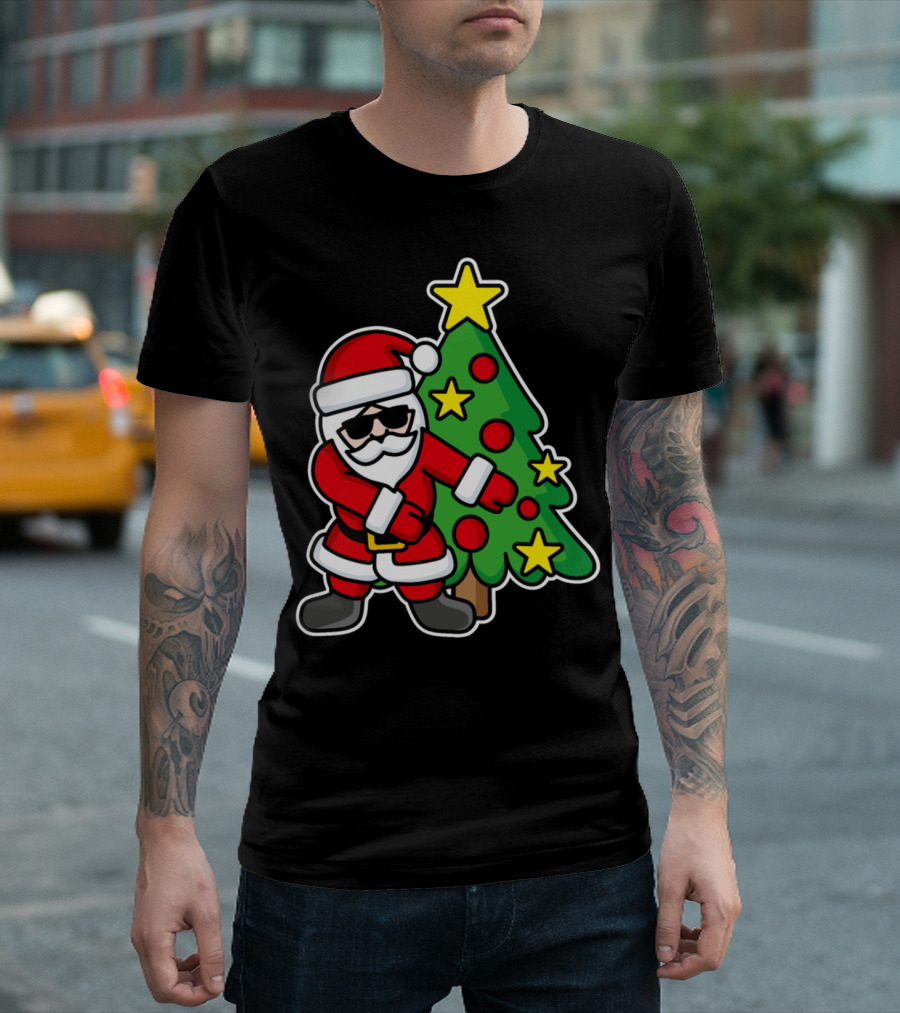 Hipster Santa Claus Floss Dance Christmas Tree T-Shirt