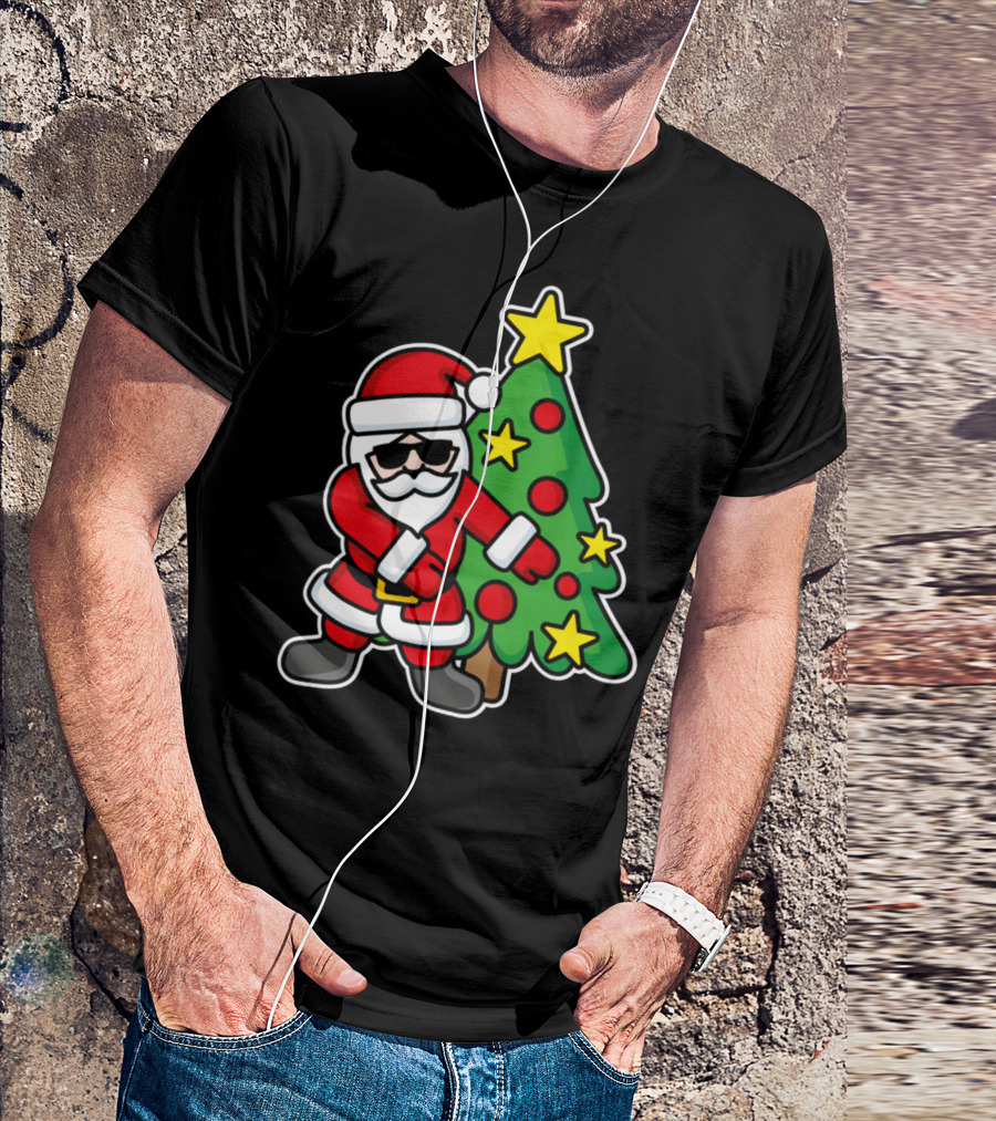 Hipster Santa Claus Floss Dance Christmas Tree T-Shirt