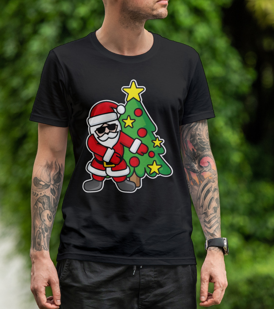 Hipster Santa Claus Floss Dance Christmas Tree T-Shirt