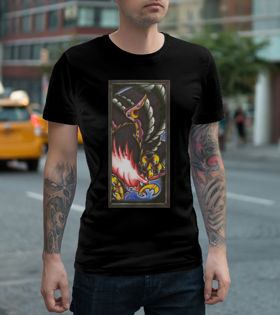 Ladies Eagle Tattoo Style Fierce Bird T-Shirt