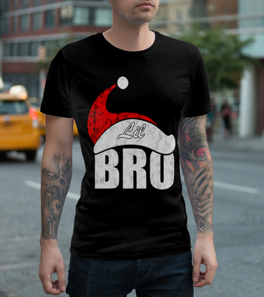 Lil Bro Santa Hat Christmas Family T-Shirt