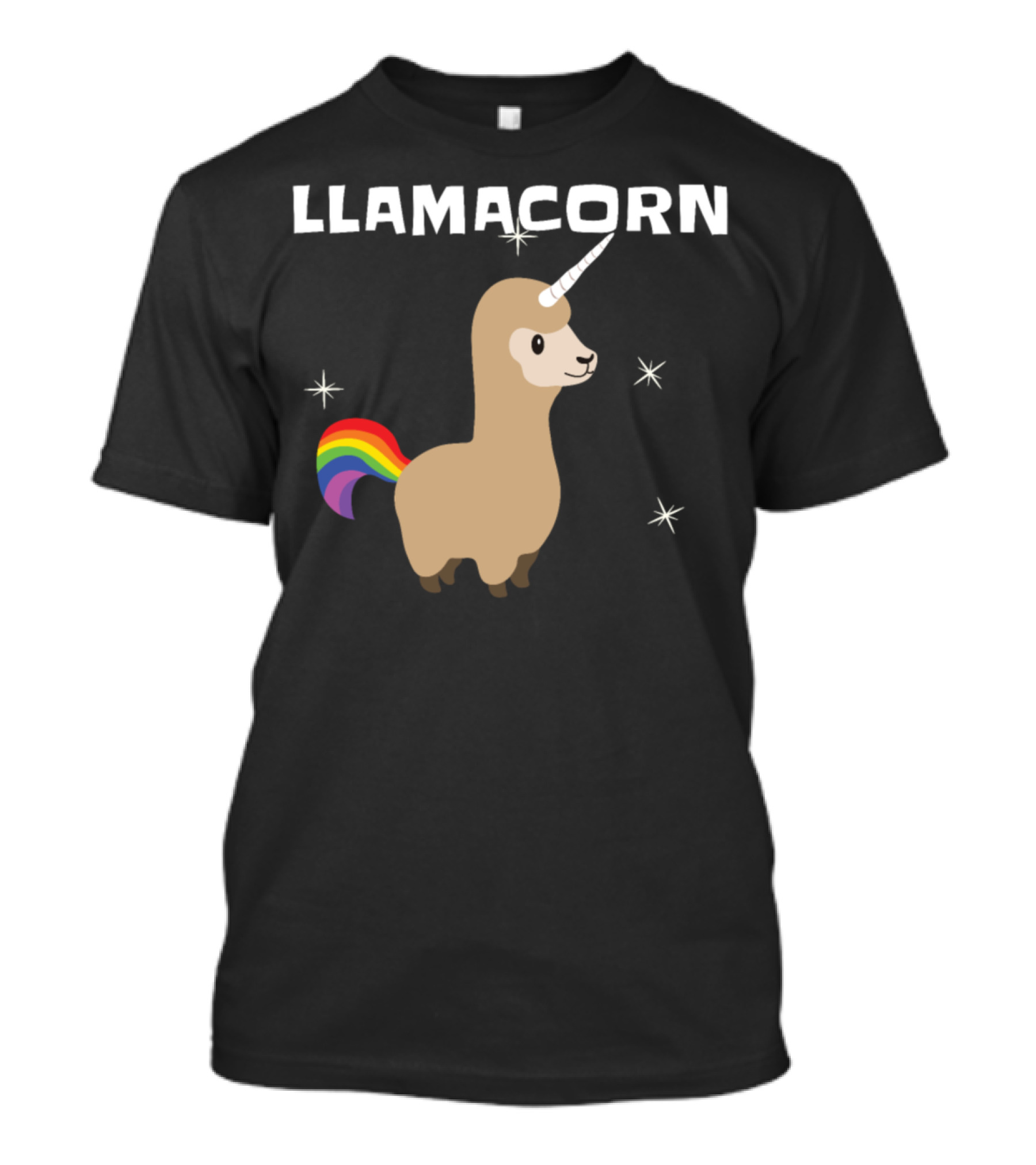 LLAMACORN Rainbow Unicorn Llama With Stars T-Shirt