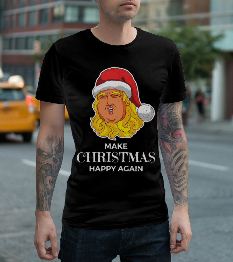 Make Christmas Happy Again Santa Trump Hat T-Shirt