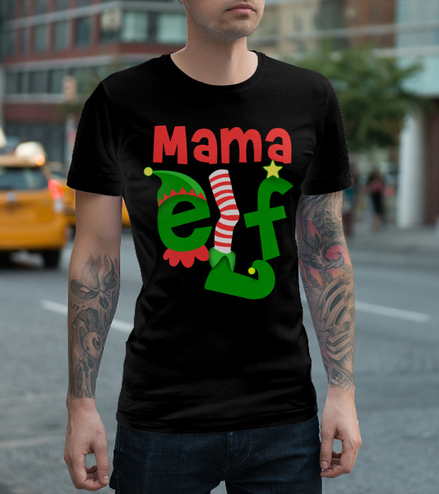 Mama Elf Christmas Holiday Festive Cheer T-Shirt