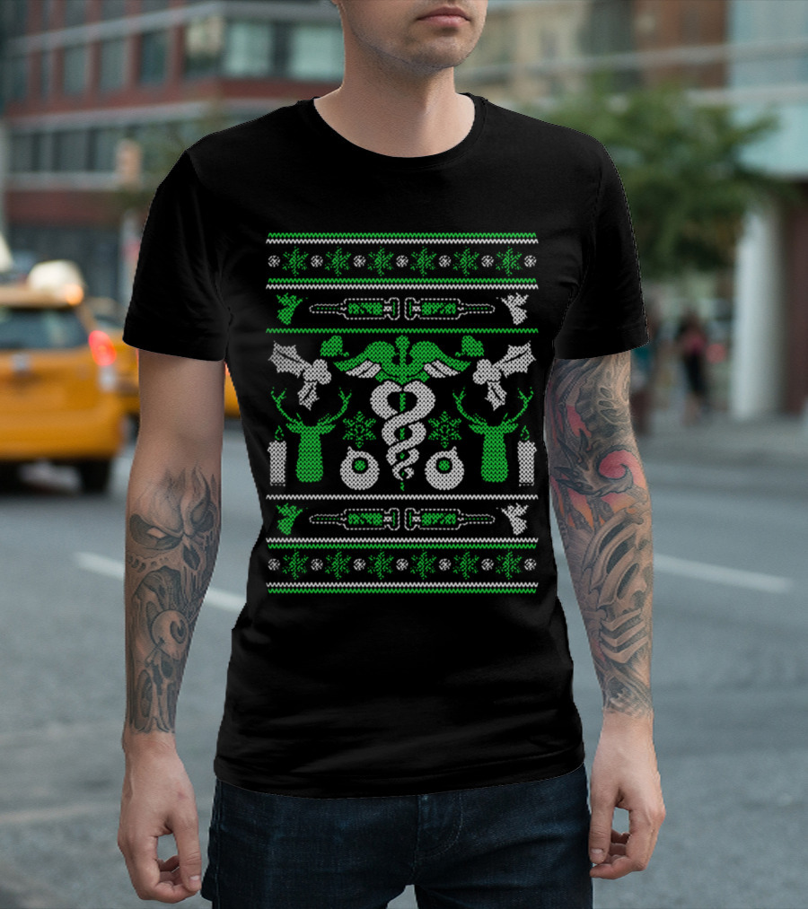 Medical Assistant Caduceus Ugly Christmas T-Shirt