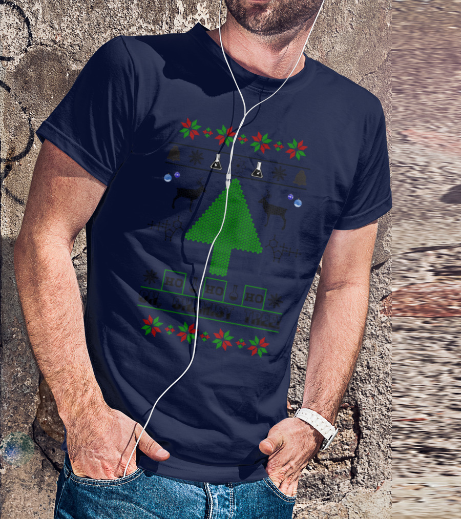 HO HO HO Oh Chemist Tree Christmas Reindeer Molecules T-Shirt