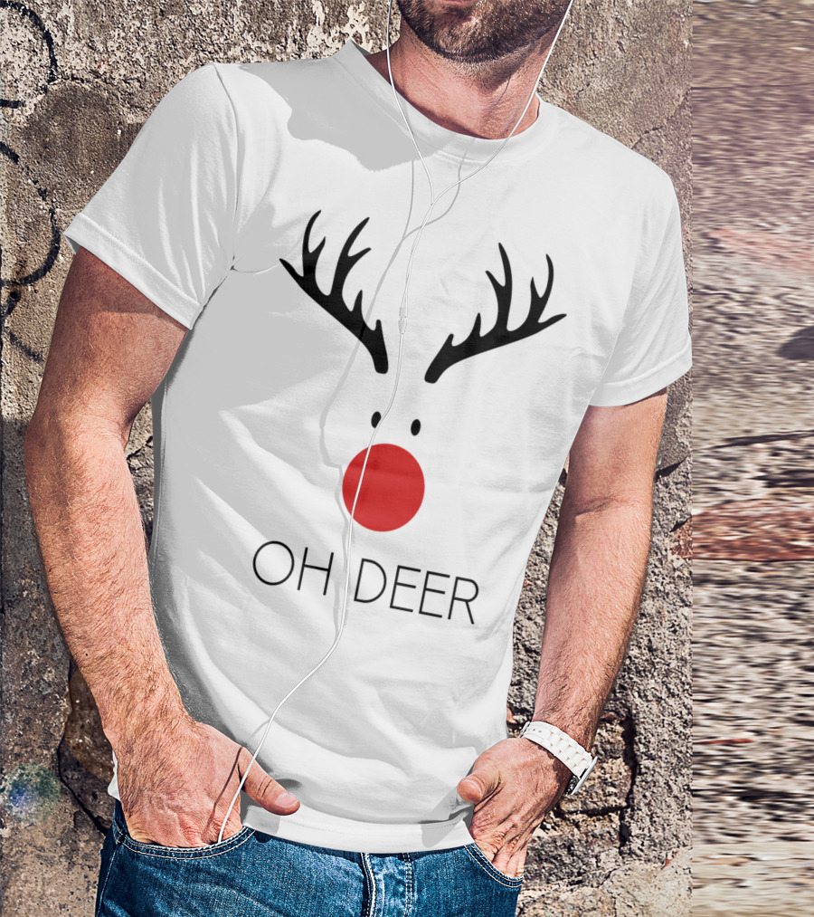 Oh Deer Rudolph Antlers Nose T-Shirt