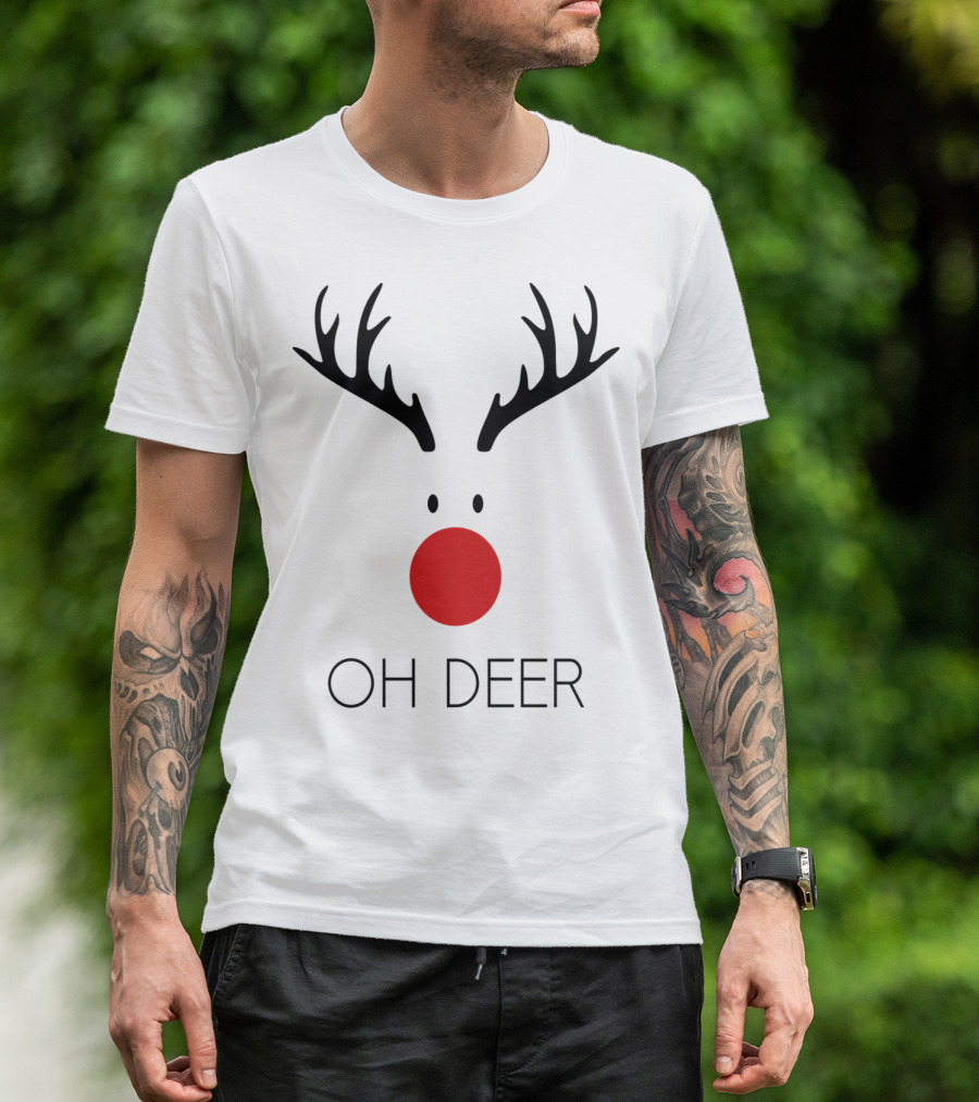 Oh Deer Rudolph Antlers Nose T-Shirt