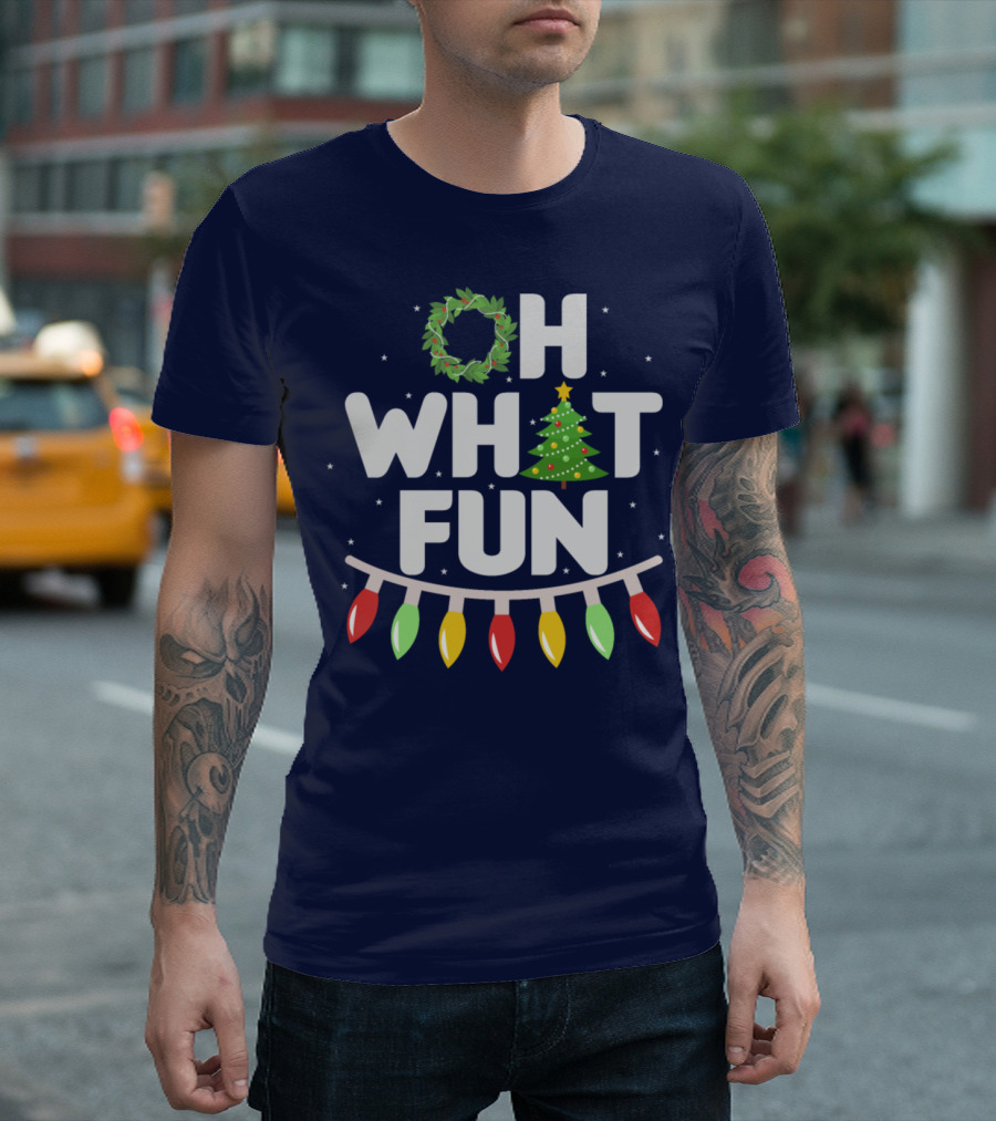 Oh What Fun Christmas Wreath Tree Lights T-Shirt