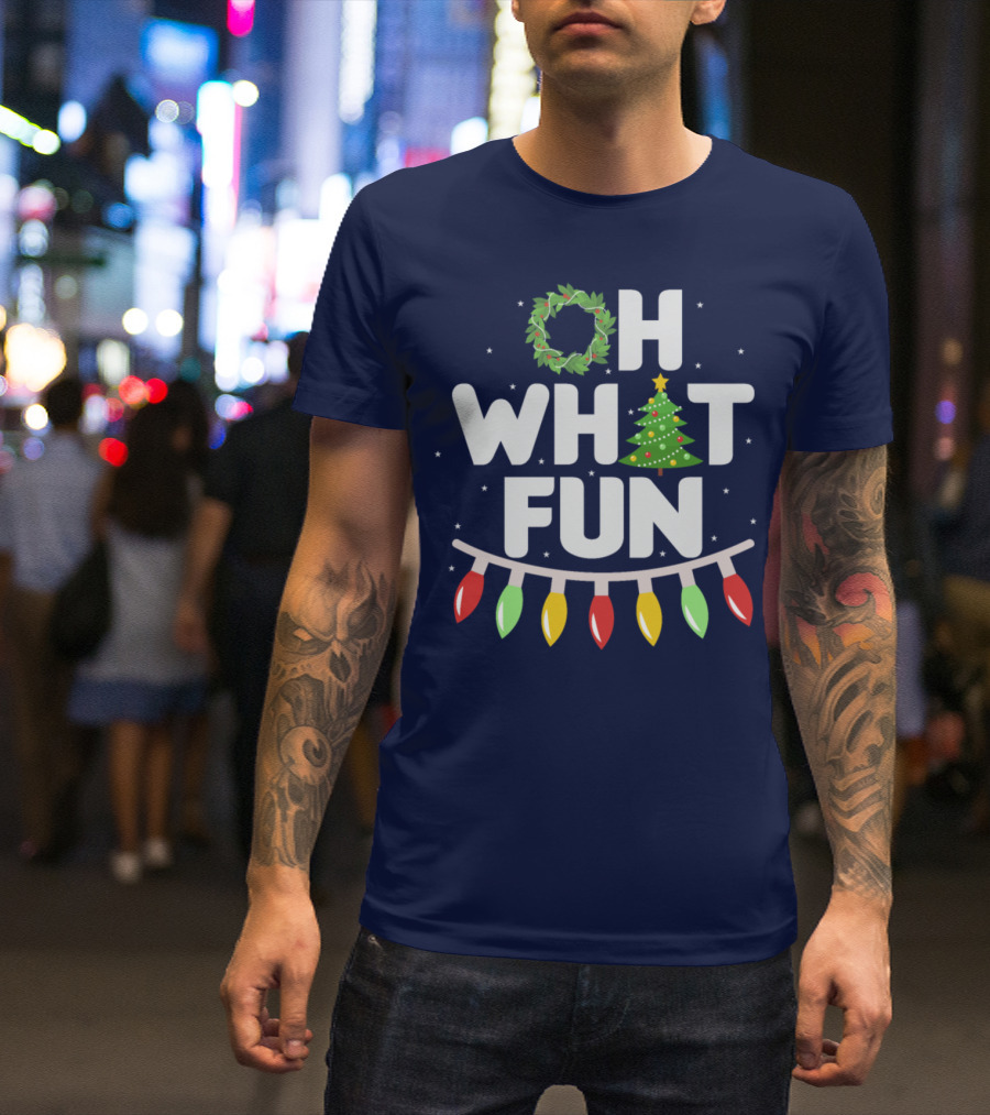 Oh What Fun Christmas Wreath Tree Lights T-Shirt