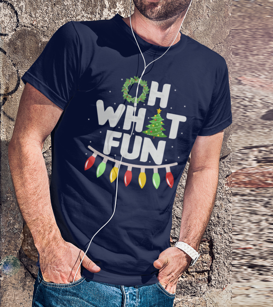 Oh What Fun Christmas Wreath Tree Lights T-Shirt