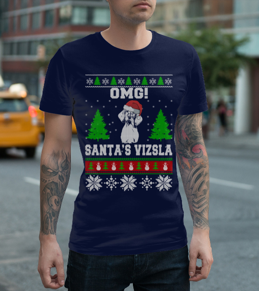 OMG Santa's Vizsla Ugly Christmas T-Shirt