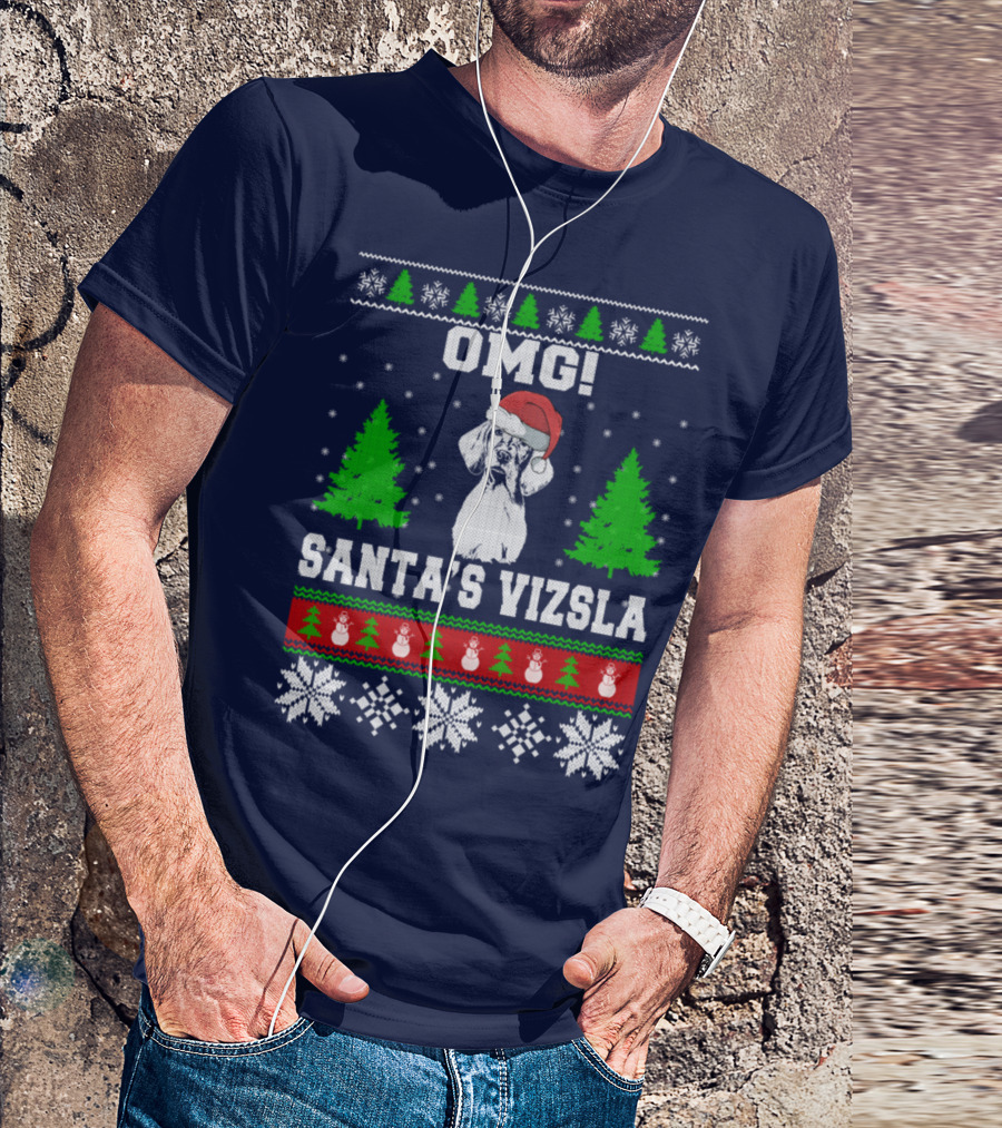 OMG Santa's Vizsla Ugly Christmas T-Shirt