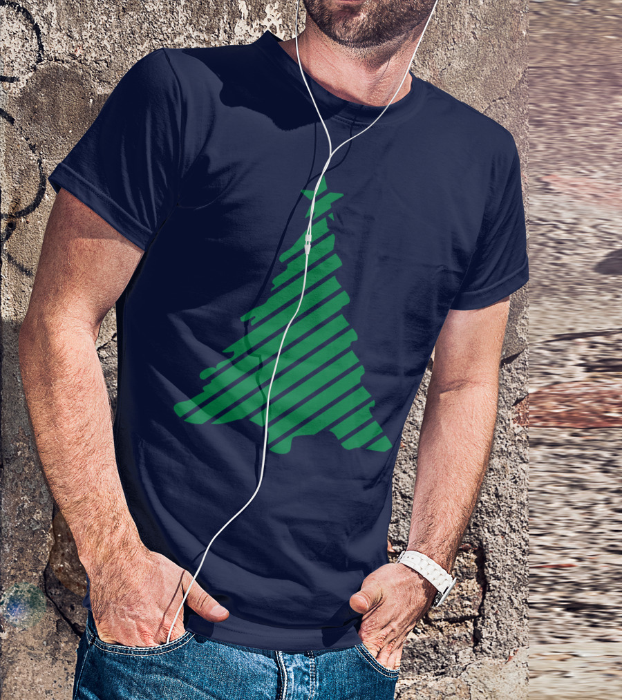 Ornament Christmas Tree Striped Green Star T-Shirt