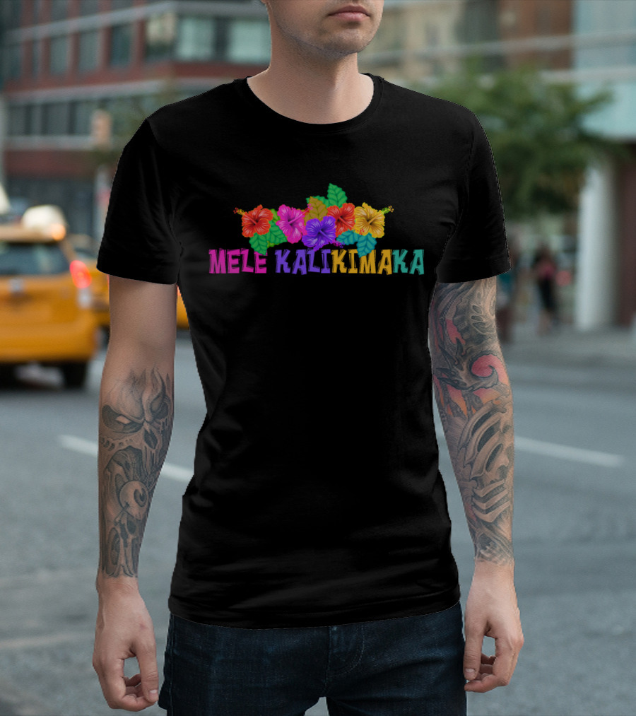 Mele Kalikimaka Hawaiian Hibiscus Floral T-Shirt