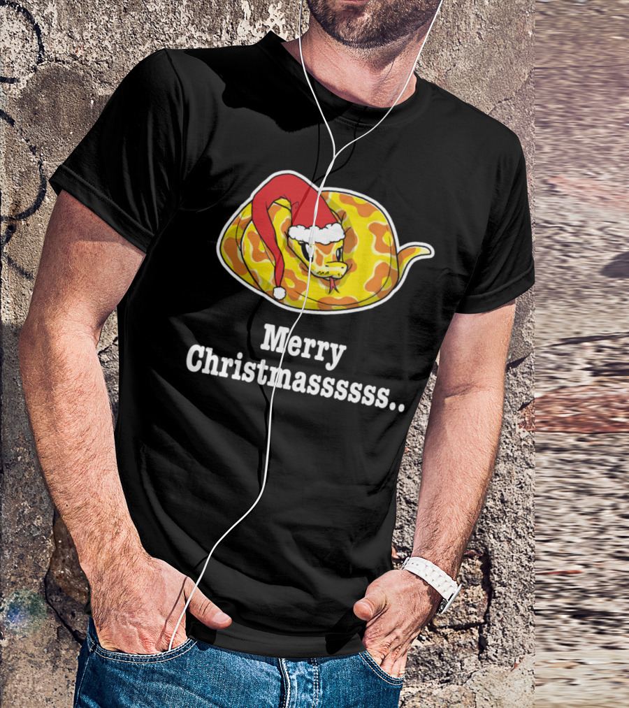 Merry Christmassss Ball Python Snake Lover Santa Hat T-Shirt