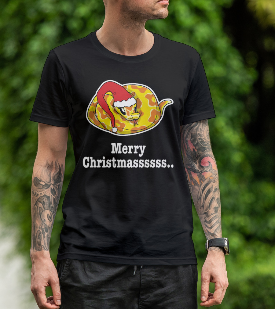 Merry Christmassss Ball Python Snake Lover Santa Hat T-Shirt