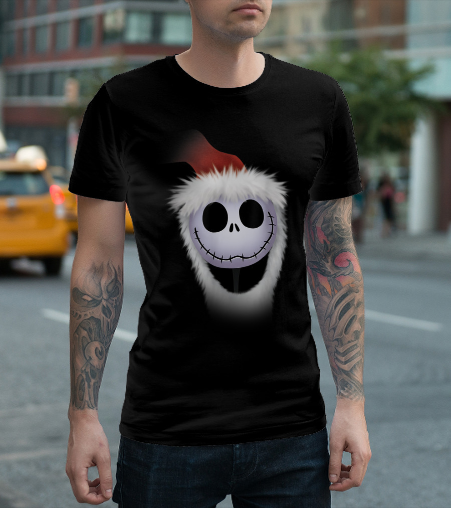 Disney Nightmare Before Christmas Jack Skellington Santa Hat T-Shirt