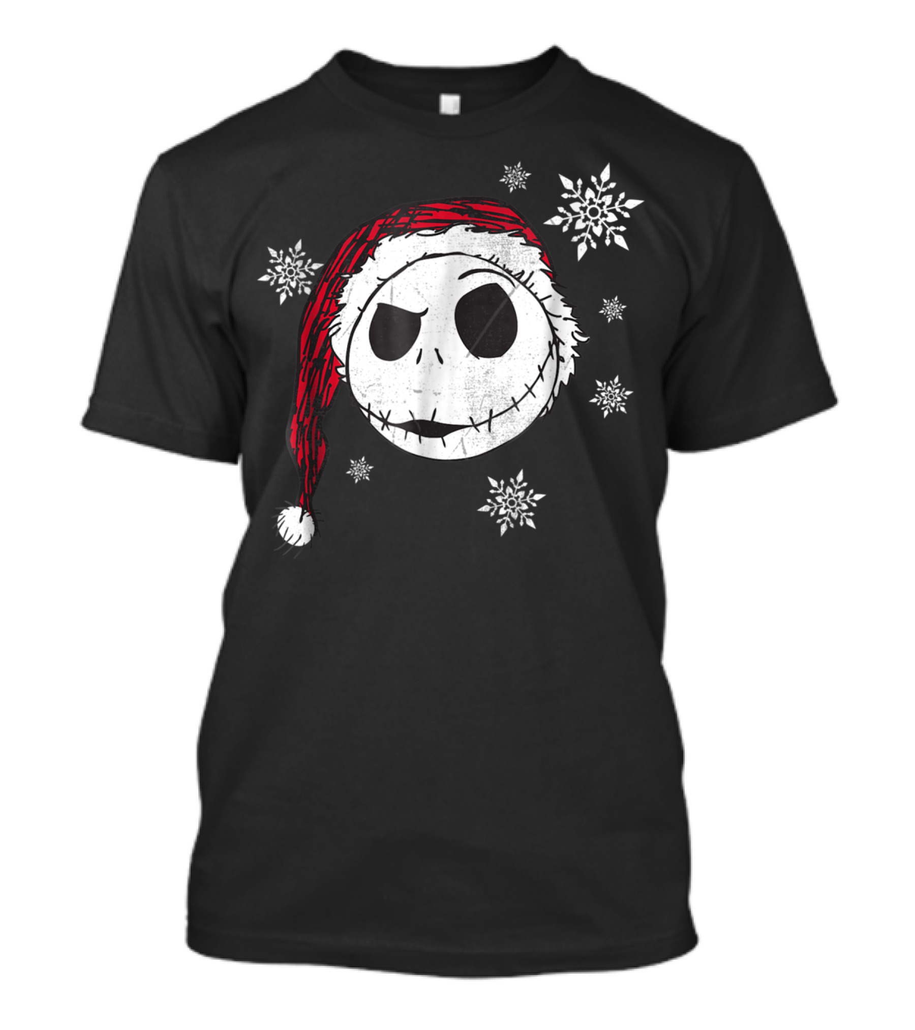 Disney Nightmare Before Christmas Jack Skellington Santa Hat Snowflakes T-Shirt