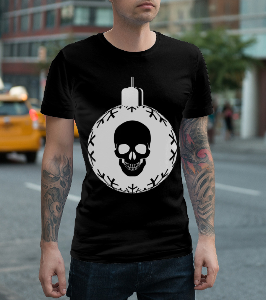 Merry Christmas Skull Ornament 8D T-Shirt