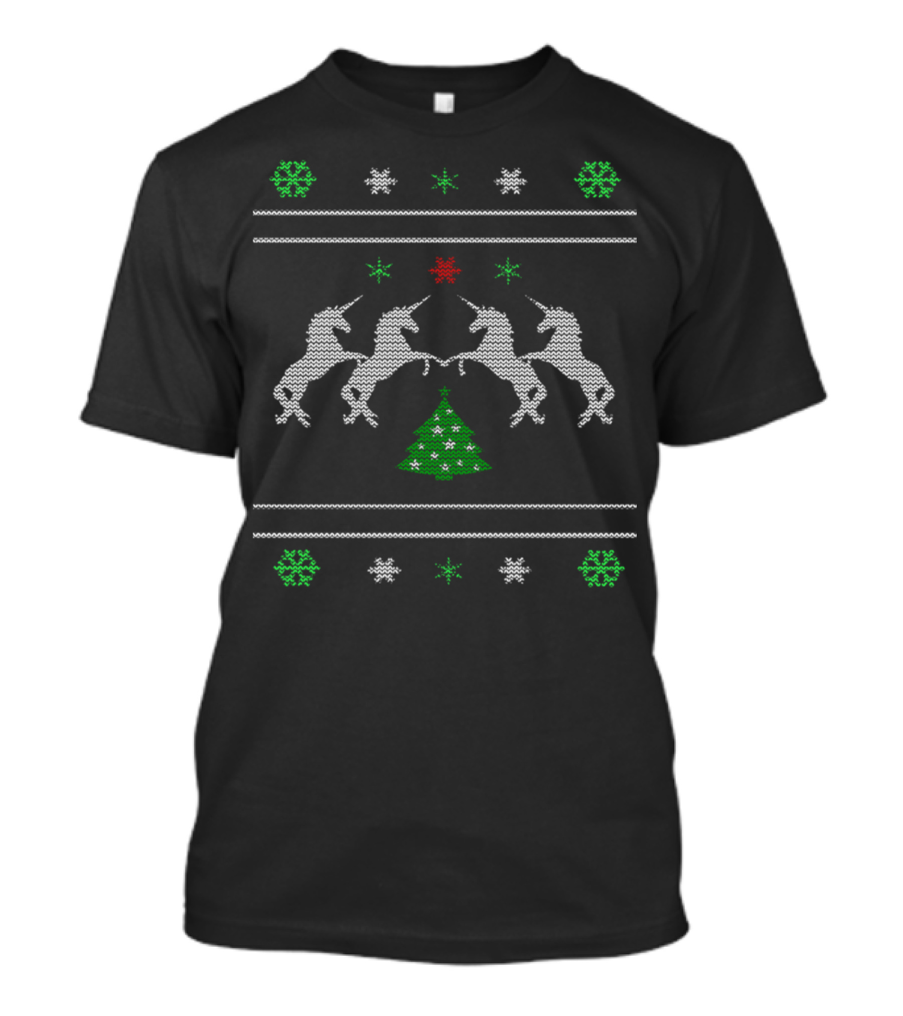 Merry Christmas Unicorn Snowflakes And Christmas Tree Knit T-Shirt