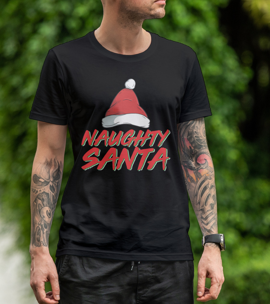 Naughty Santa Hat Christmas Holiday T-Shirt