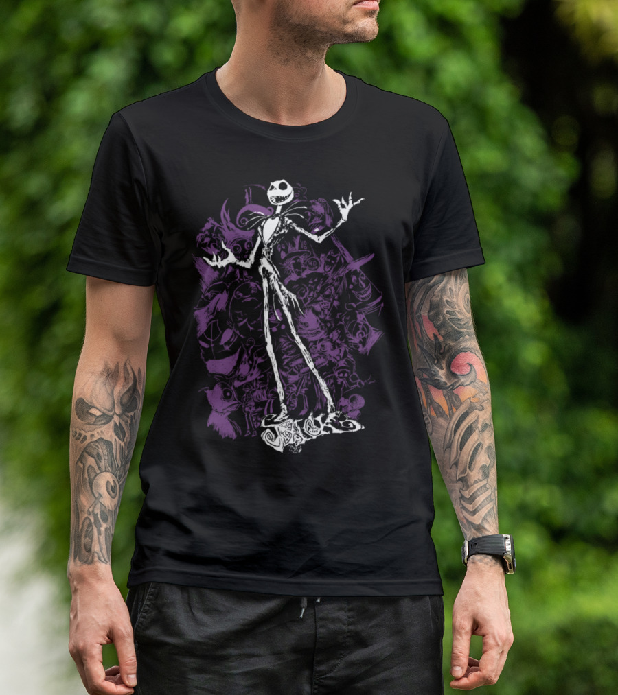 Nightmare Before Christmas Jack Skellington With Iconic Characters T-Shirt