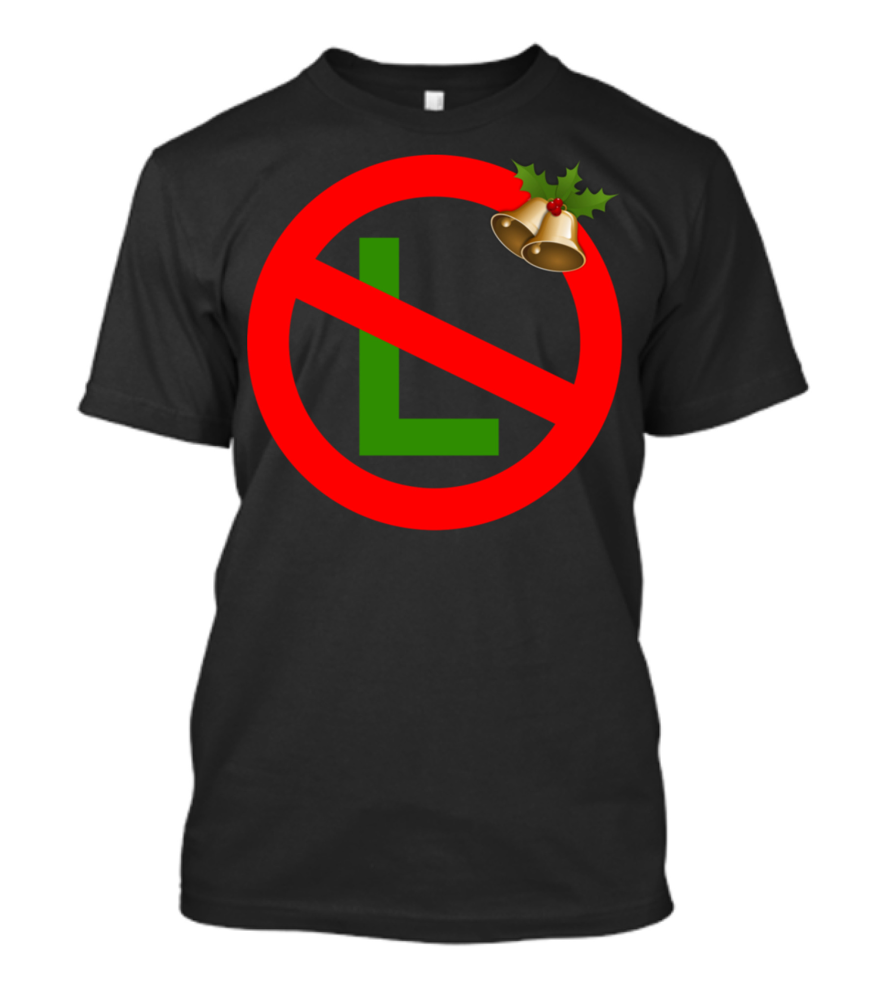 No L Christmas Holiday Red Circle Green L Bells T-Shirt