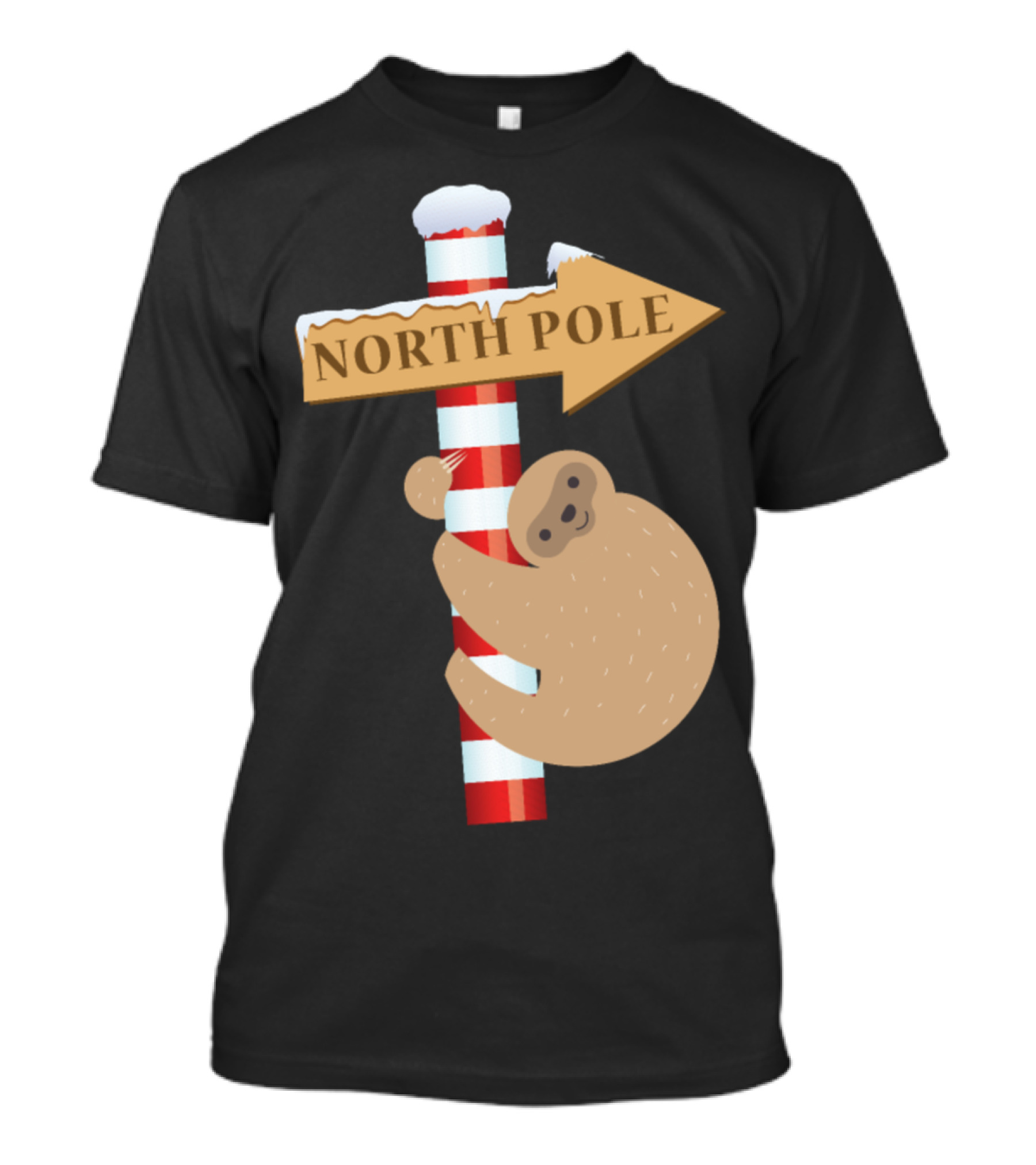 North Pole Sloth Christmas Snowflakes Holiday Humor T-Shirt
