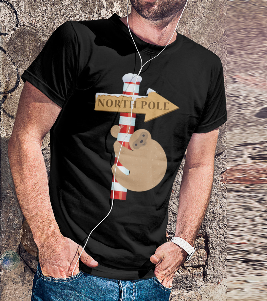 North Pole Sloth Christmas Snowflakes Holiday Humor T-Shirt