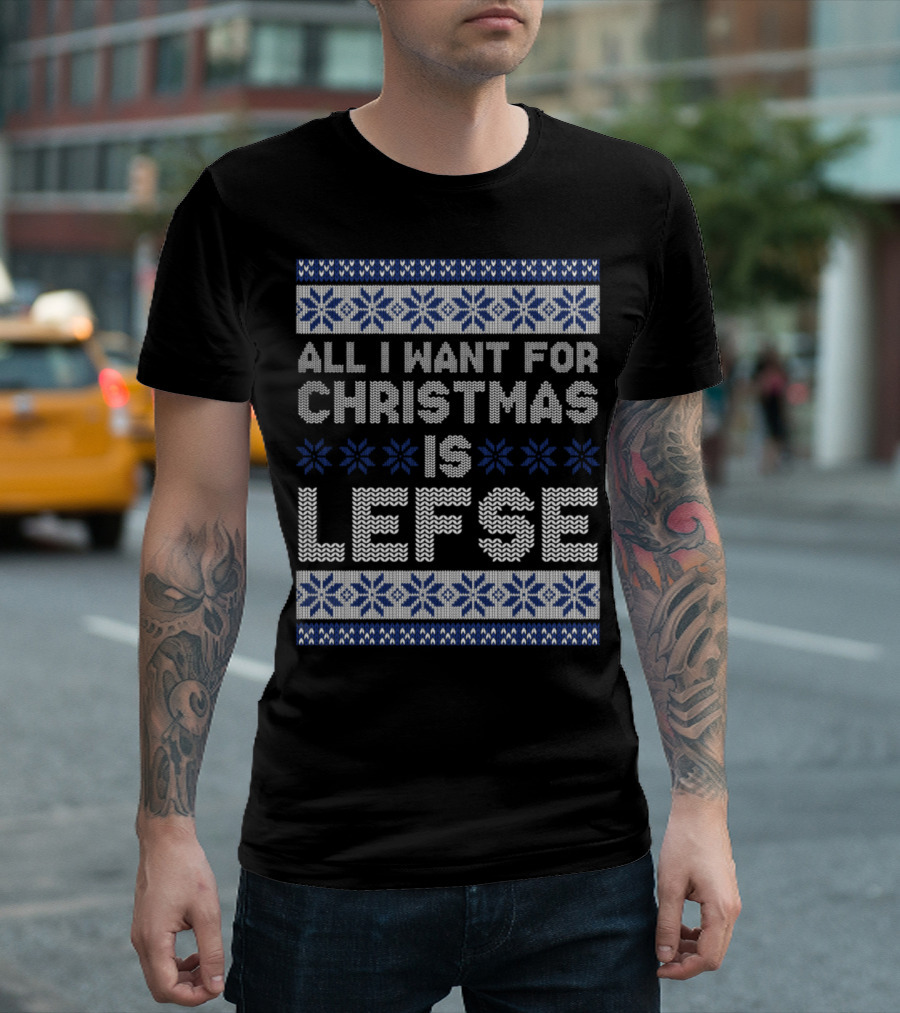 All I Want for Christmas Is Lefse Norway Nordic Snowflake T-Shirt