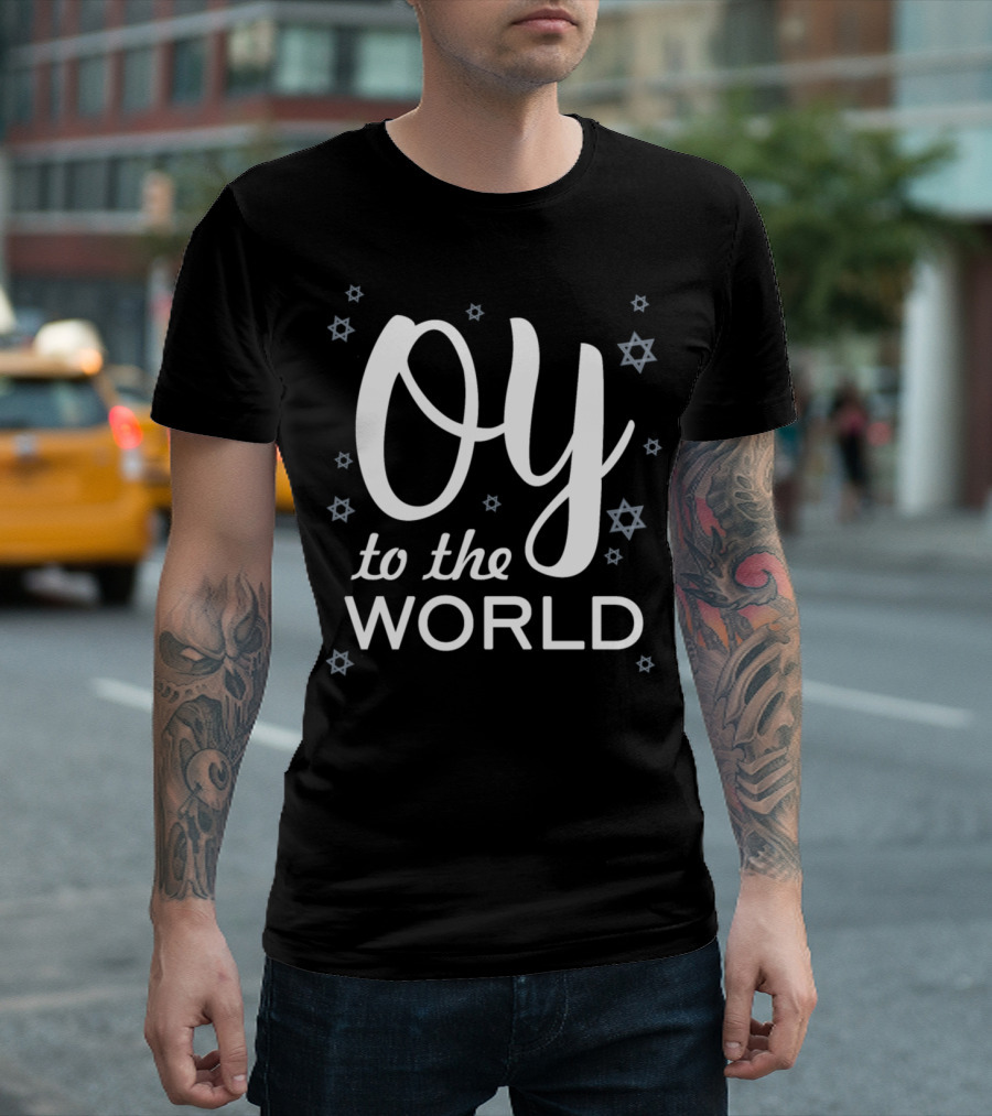 Oy To The World Hanukkah Christmas Snowflakes T-Shirt