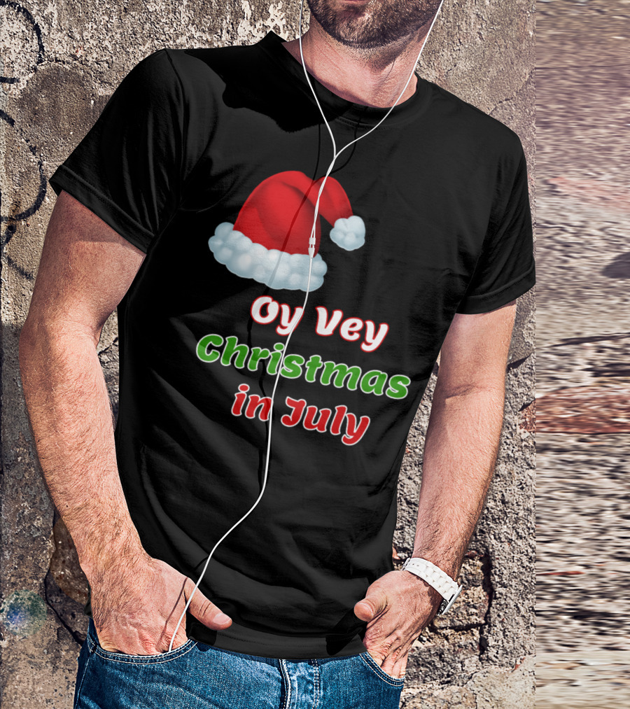 Oy Vey Christmas In July Santa Hat T-Shirt