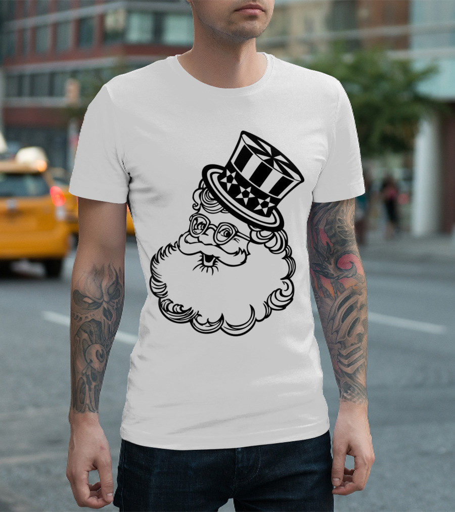 Patriotic Santa Top Hat Vector T-Shirt