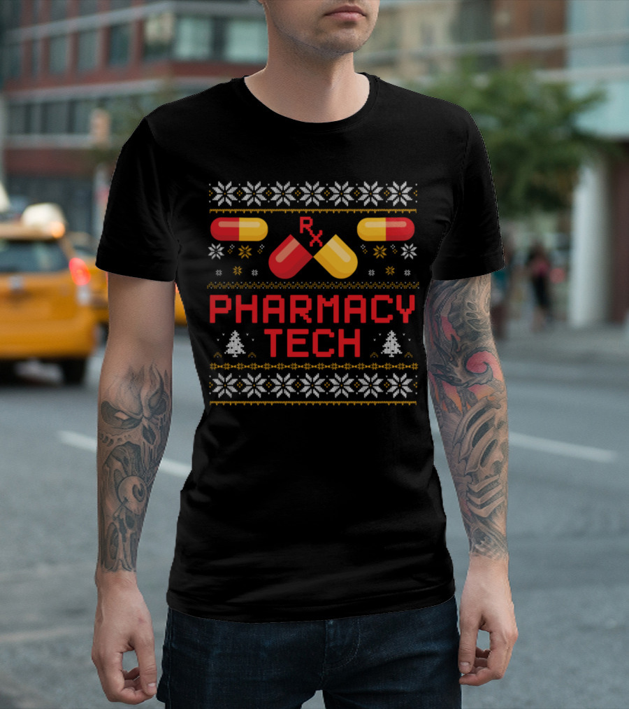 Pharmacy Tech RX Capsule Christmas T-Shirt
