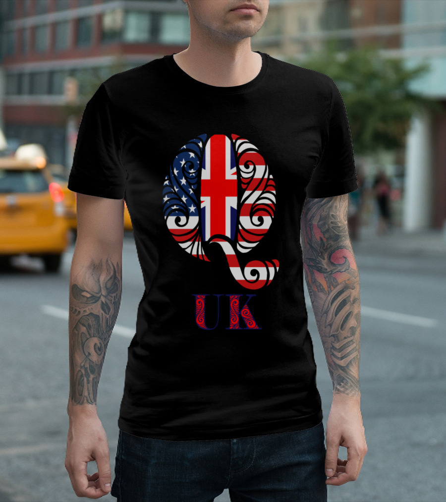 Q UK British and American Flag Integration T-Shirt