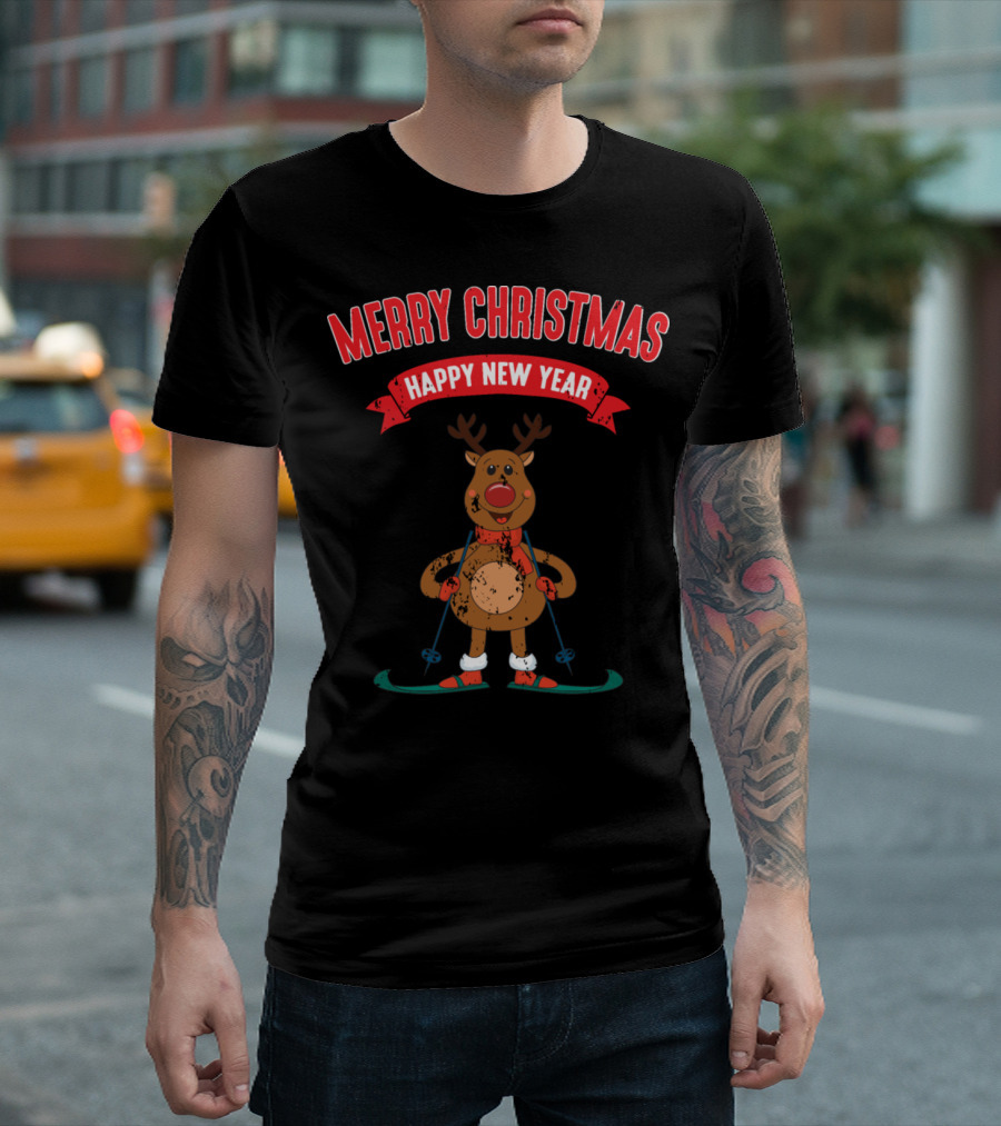 Merry Christmas Happy New Year Retro Vintage Grunge T-Shirt
