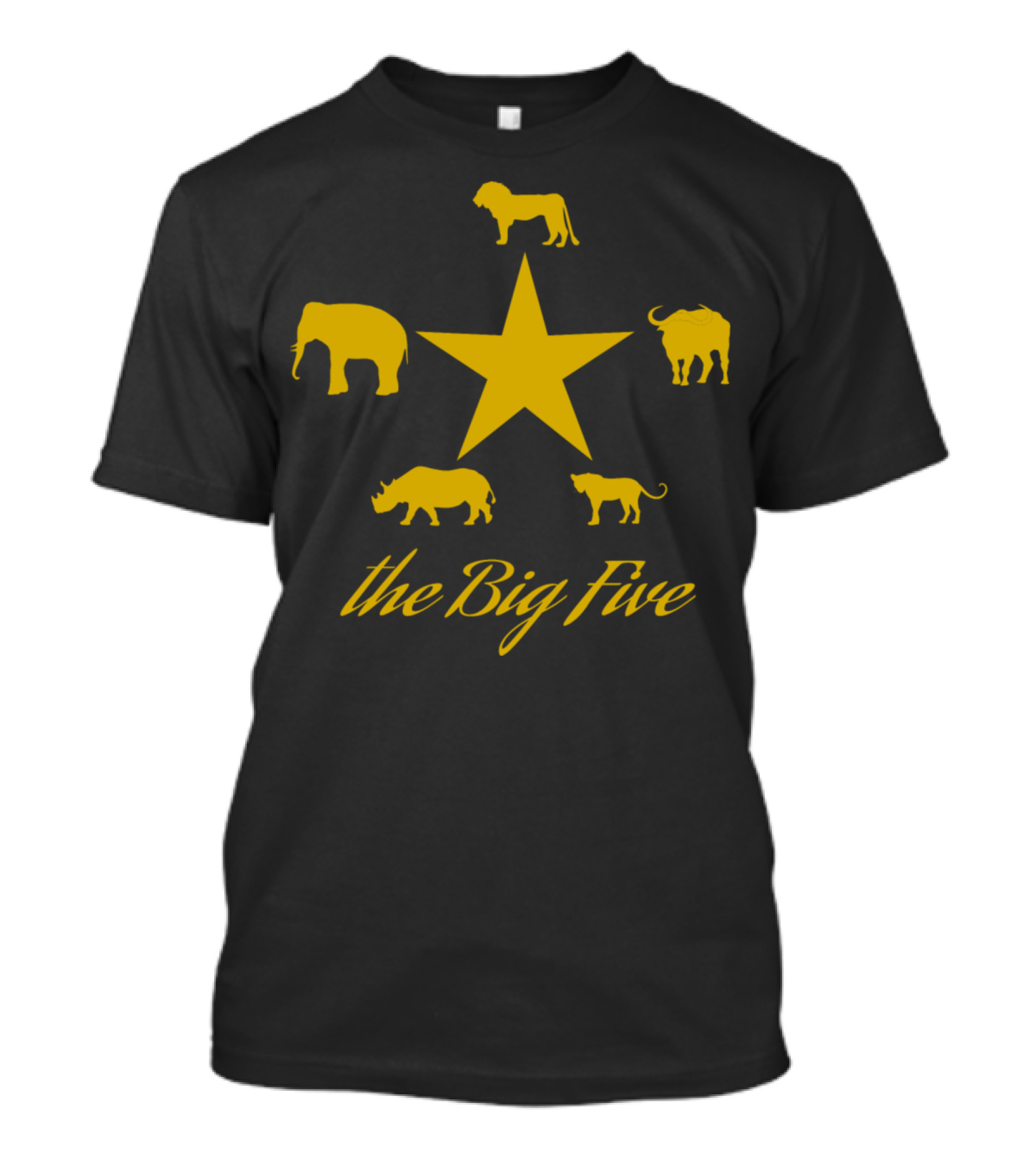The Big Five Safari Star Lion Elephant Buffalo Rhino Leopard T-Shirt
