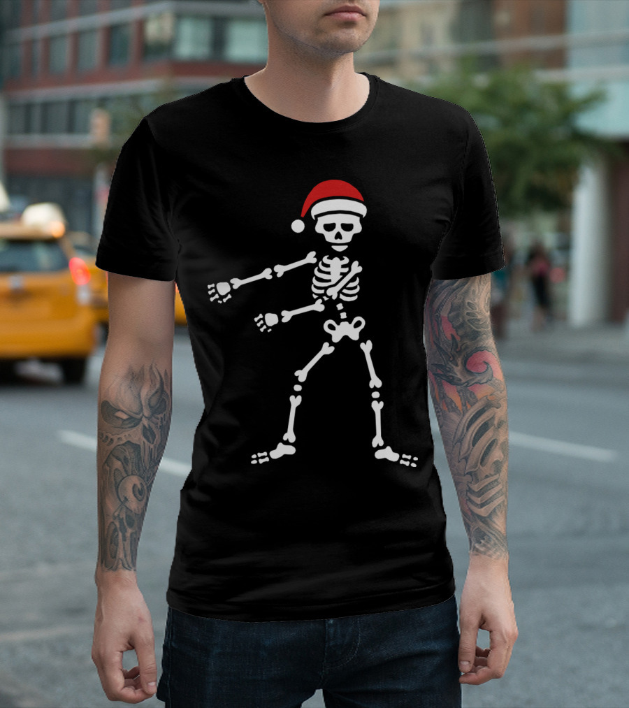 Santa Claus Skeleton Floss Dance Christmas Holiday T-Shirt