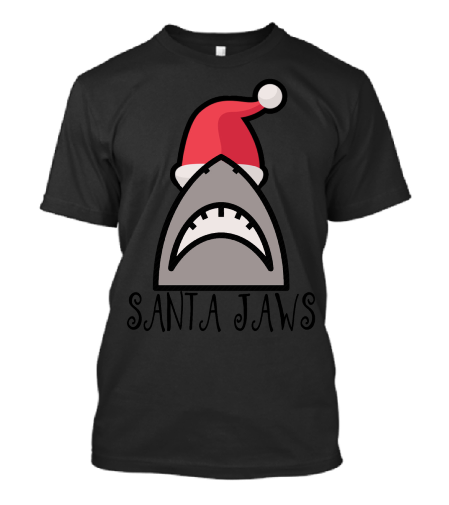Santa Jaws Shark Wearing Christmas Hat T-Shirt