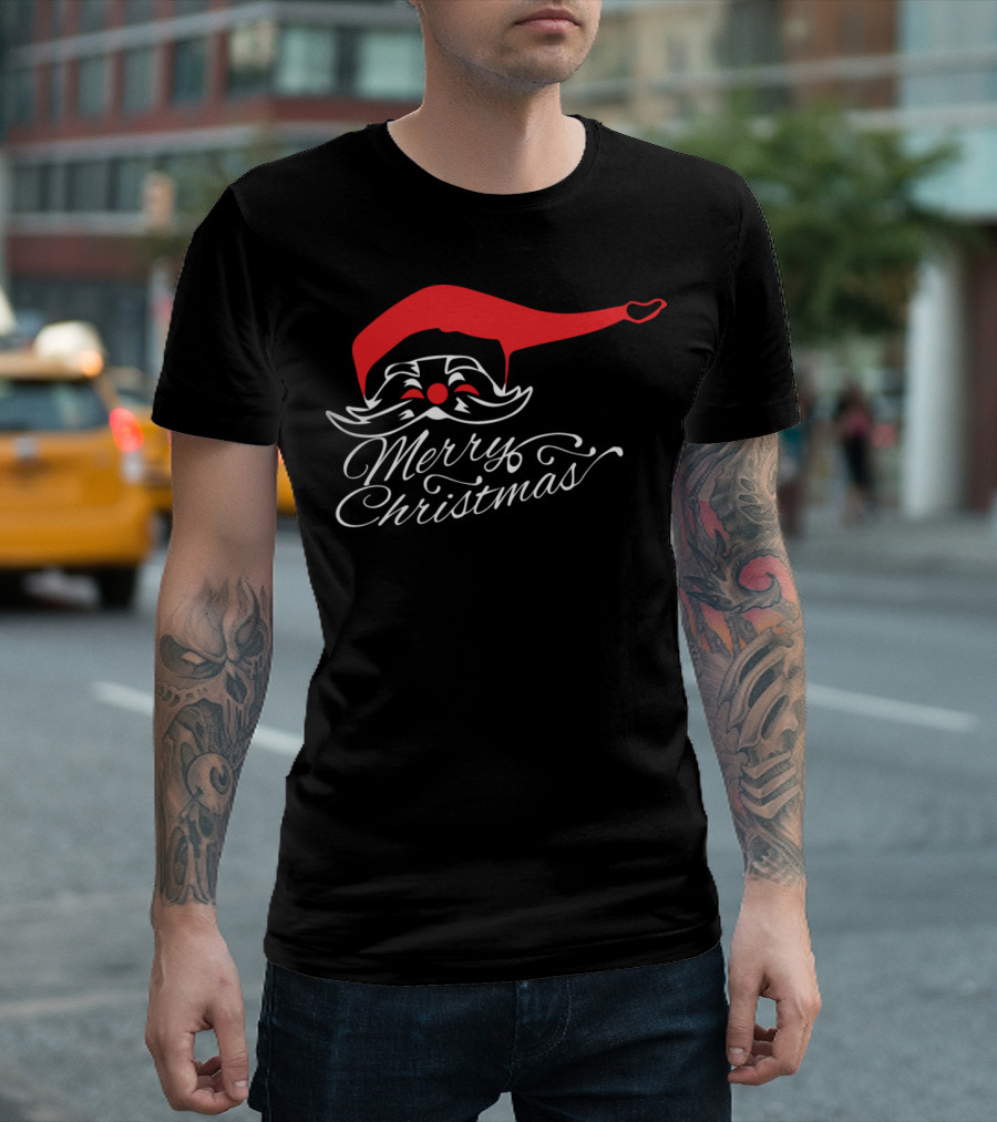 Merry Christmas Santa Hat And Mustache T-Shirt