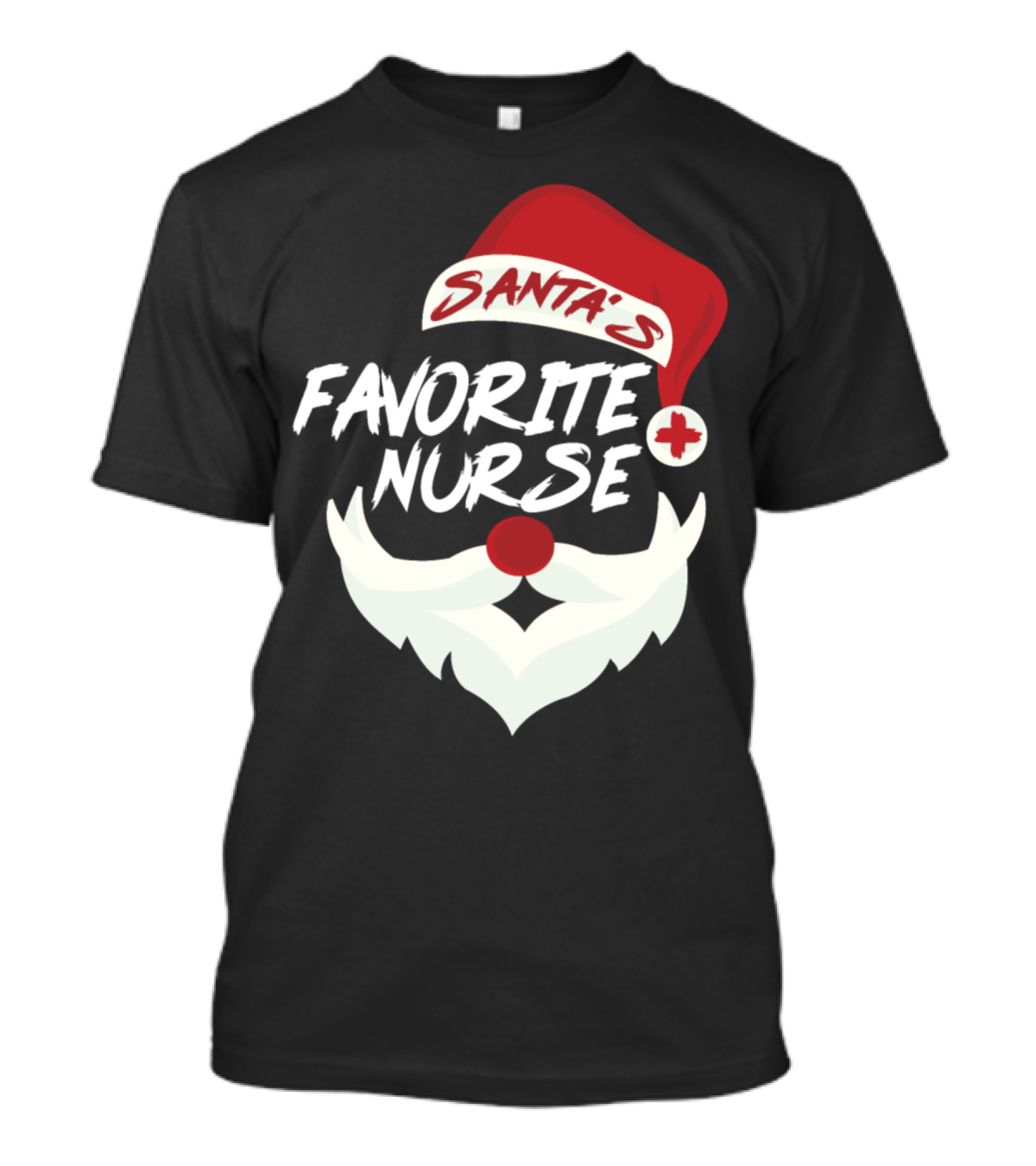 Santa's Favorite Nurse Beard And Hat Cross T-Shirt