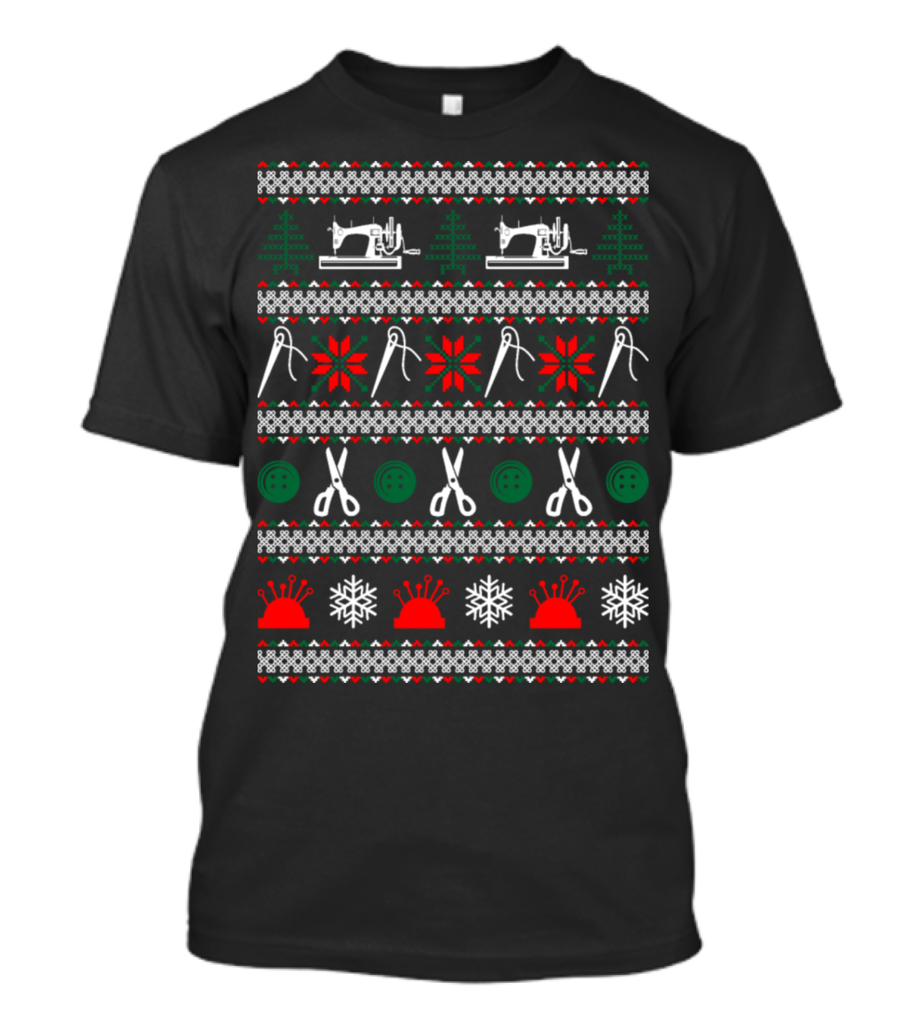 Sewing Ugly Christmas Sweater With Scissors And Sewing Machine T-Shirt
