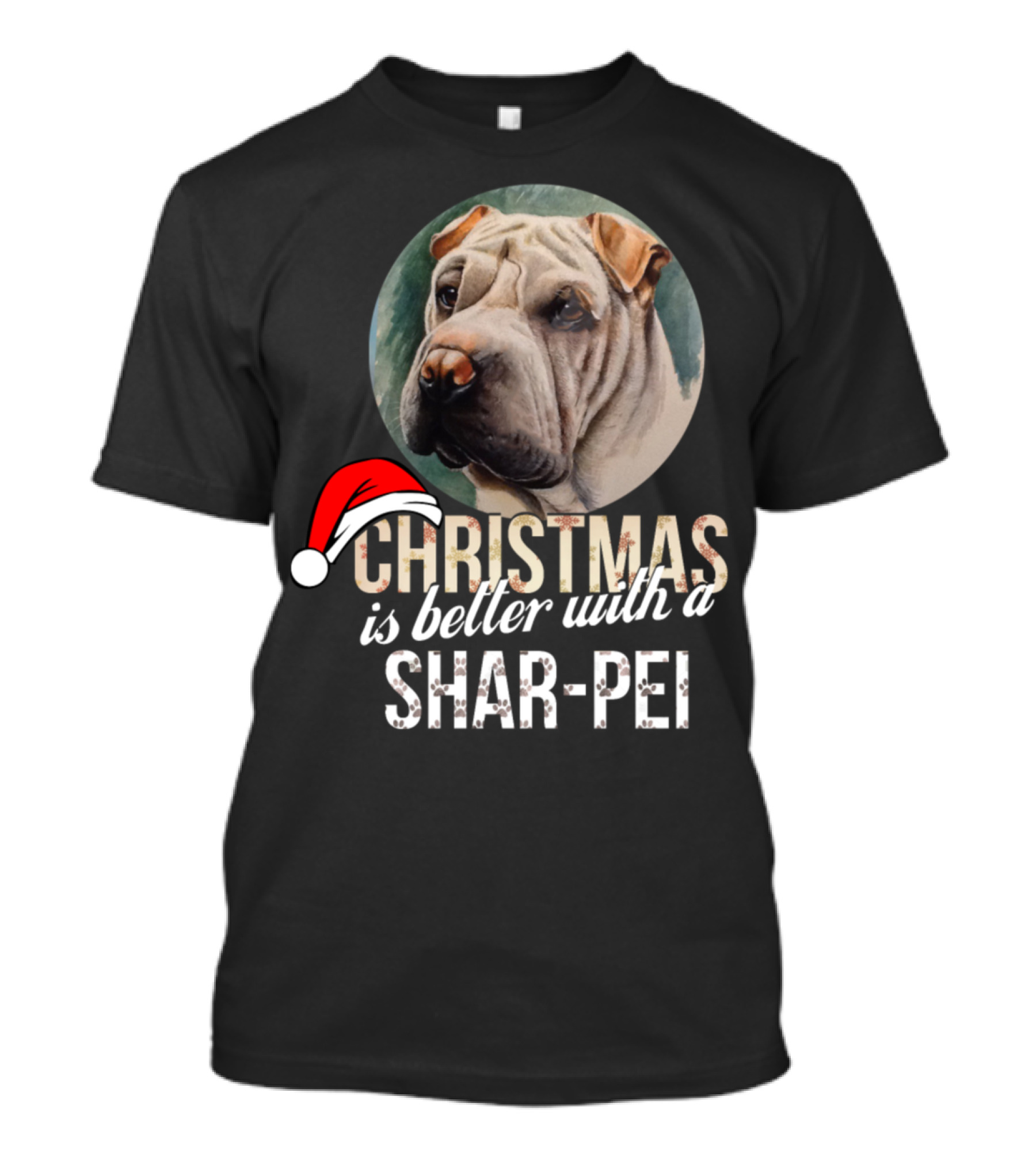 Christmas Is Better With A Shar Pei Holiday Santa Hat T-Shirt