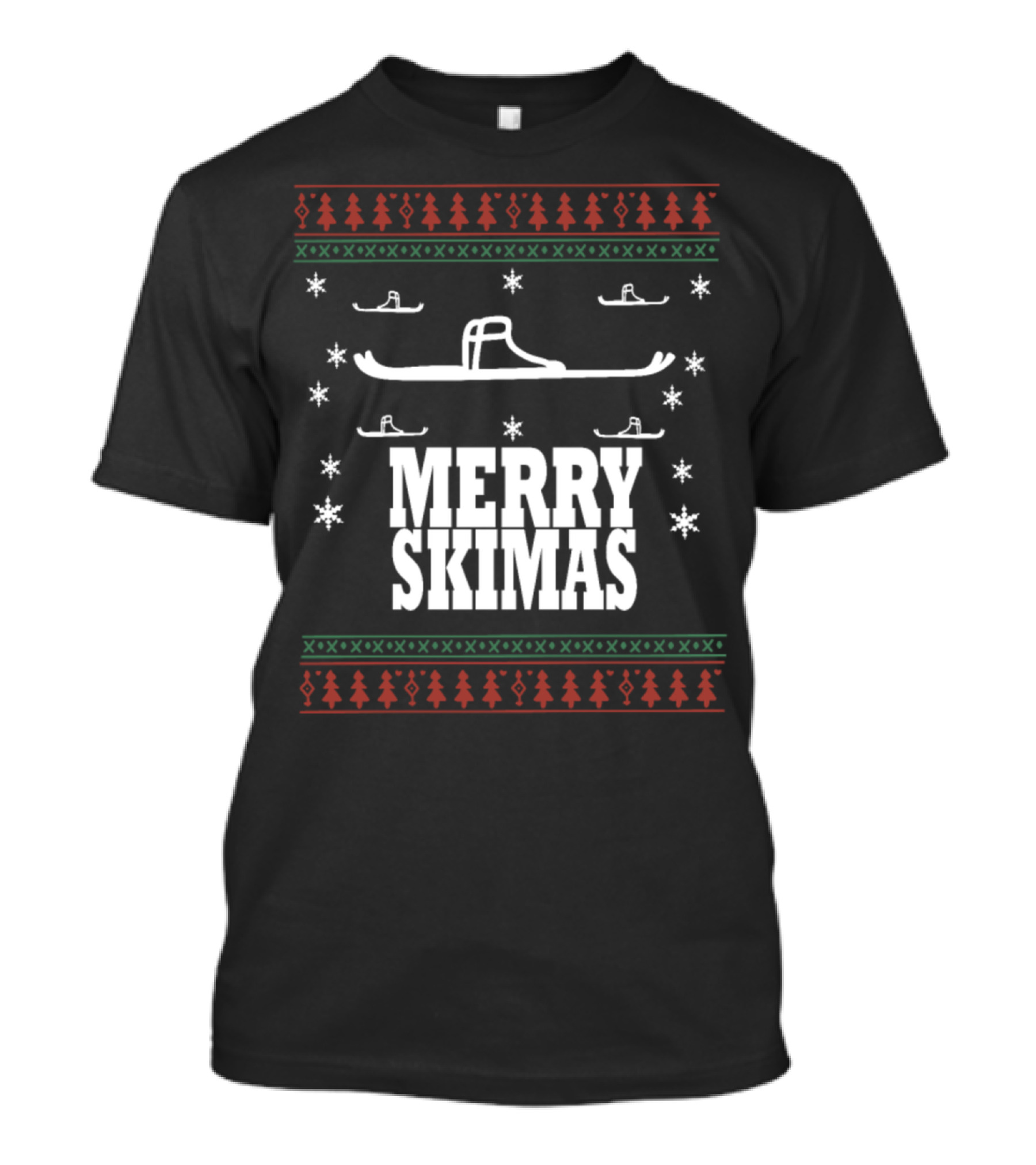Merry Skimas Snowflake Skiing Holiday T-Shirt