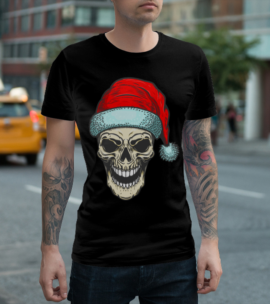Skull Santa Hat T-Shirt