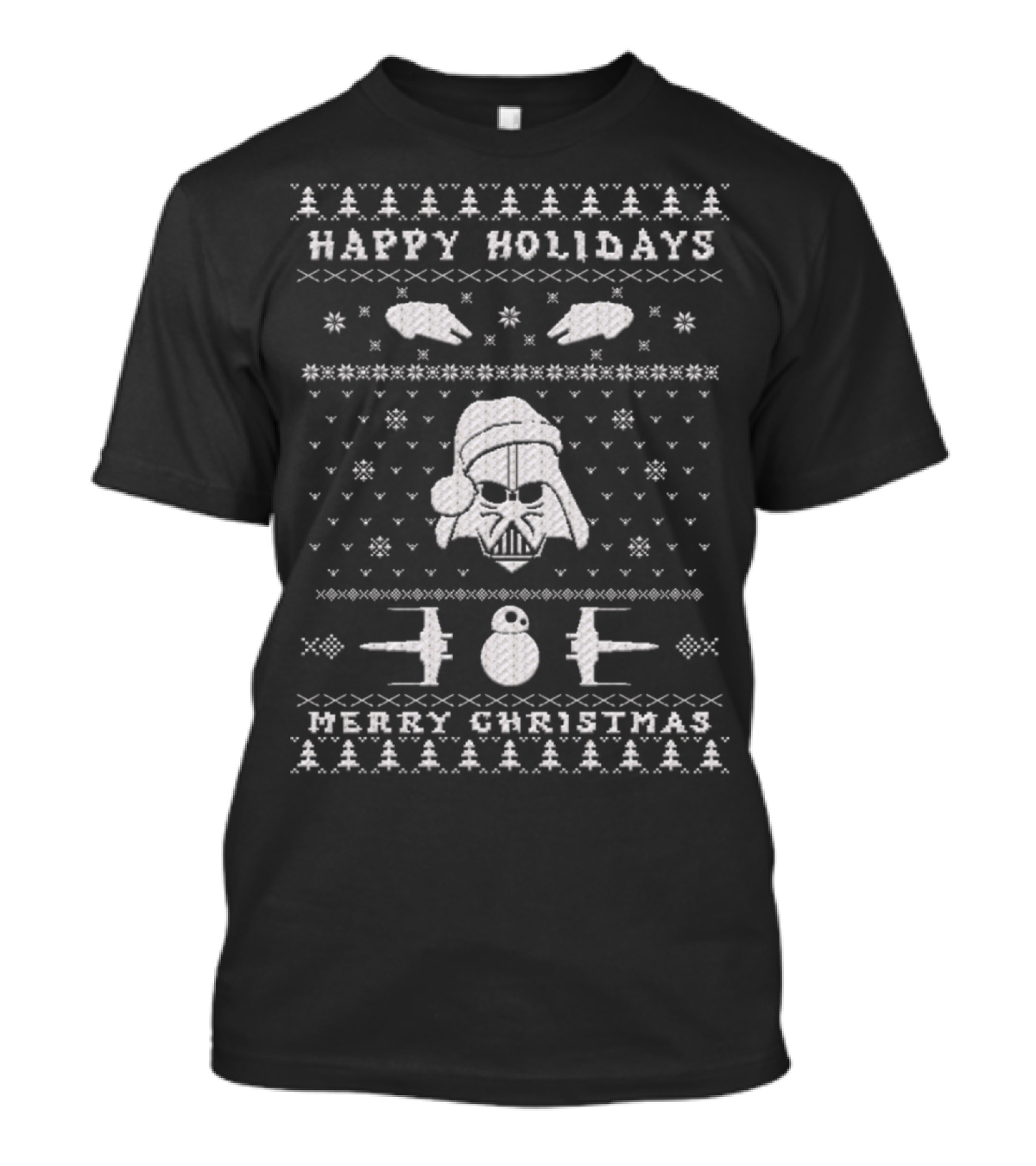 Happy Holidays Merry Christmas Star Wars Themed Darth Vader With Santa Hat For Star Wars Fans T-Shirt