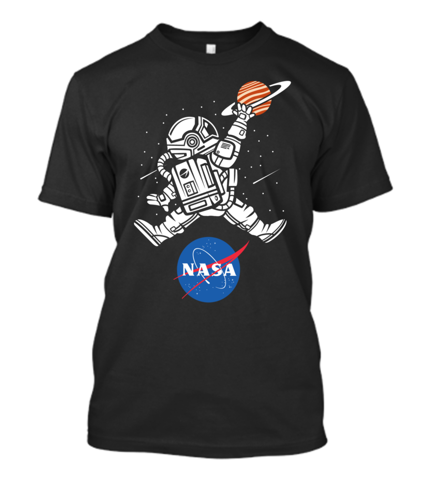 NASA Astronaut Basketball League Slam Dunk Saturn T-Shirt
