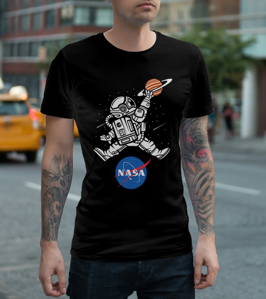 NASA Astronaut Basketball League Slam Dunk Saturn T-Shirt