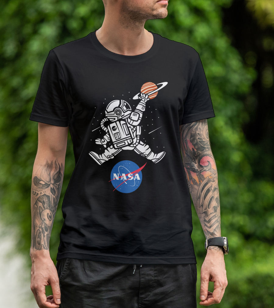 NASA Astronaut Basketball League Slam Dunk Saturn T-Shirt
